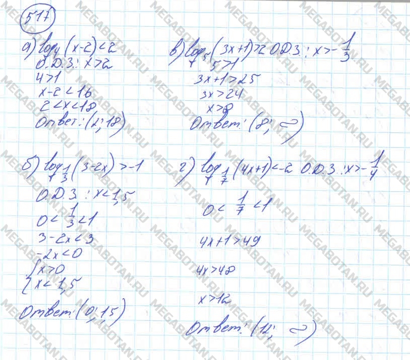 Алгебра 11 класс. ФГОС Колмогоров Задание 517