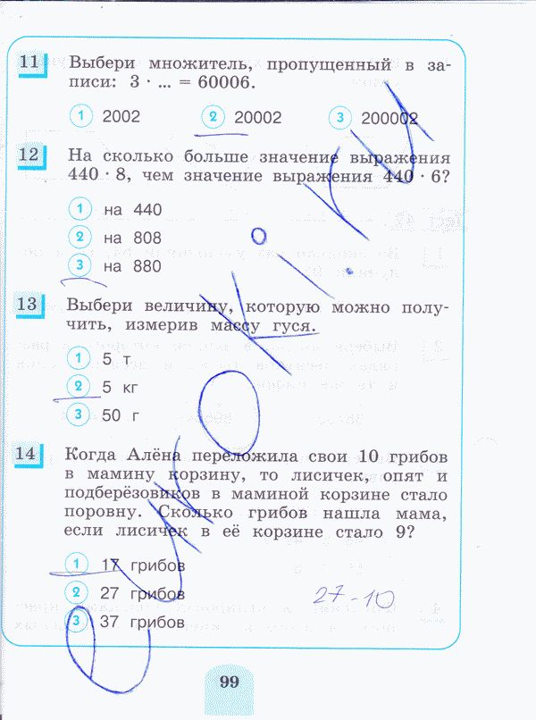 Тесты по математике 4 класс. ФГОС Истомина Страница 99