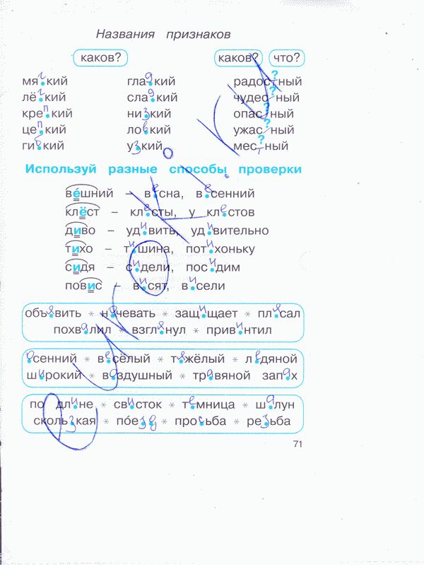 Рабочая тетрадь по русскому языку 2 класс. Часть 1, 2, 3. ФГОС Соловейчик, Кузьменко Страница 71