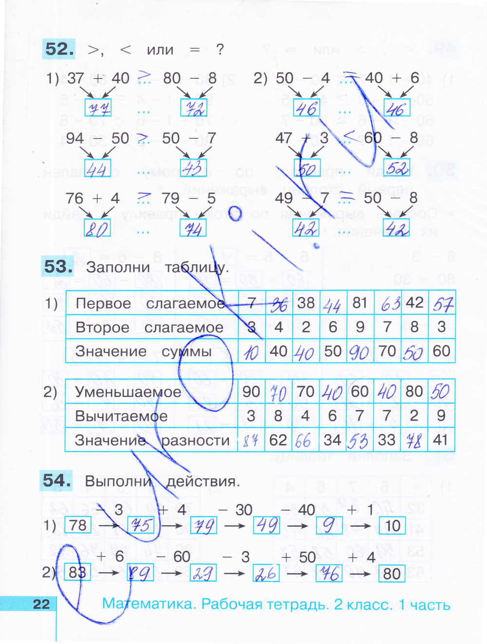 Рабочая тетрадь по математике 2 класс. Часть 1, 2. ФГОС Истомина Страница 22