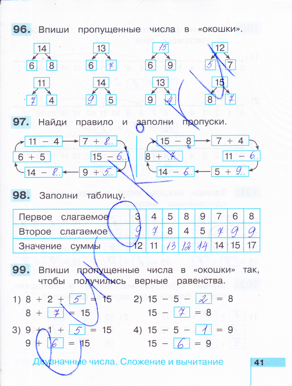 ГДЗ Рабочая тетрадь по математике 2 класс. Часть 1, 2. ФГОС. Страница 41