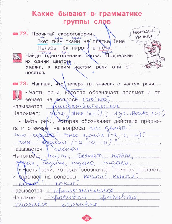 Рабочая тетрадь по русскому языку 2 класс. Часть 1, 2, 3, 4 Яковлева Страница 36