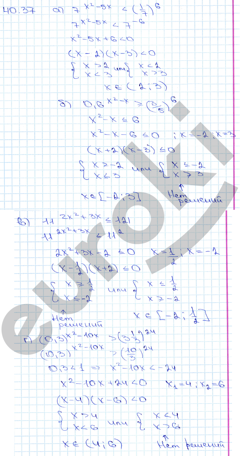 Алгебра 10 класс. ФГОС Мордкович, Денищева Задание 37