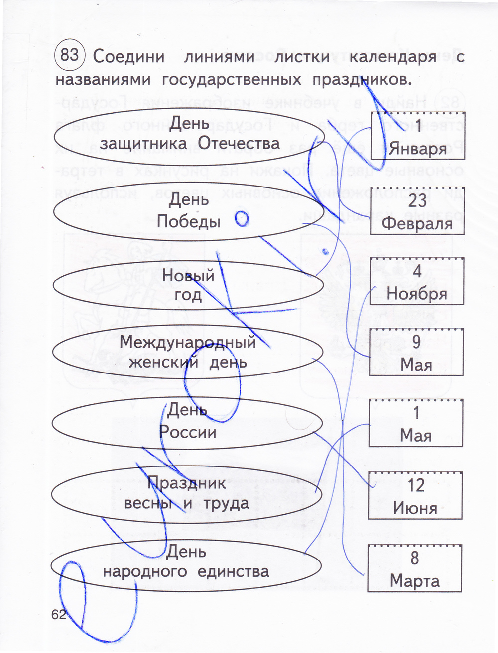 Рабочая тетрадь по окружающему миру 2 класс. Часть 1, 2. ФГОС Федотова, Трафимова Страница 62