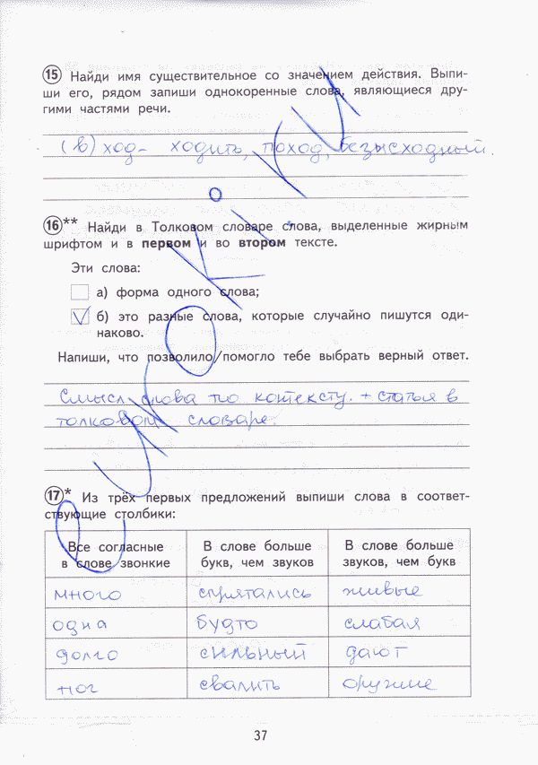 Тетрадь для проверочных работ по русскому языку 4 класс. ФГОС Лаврова Страница 37