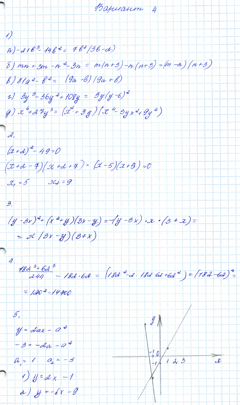 Контрольные работы по алгебре 7 класс Мордкович Вариант 4