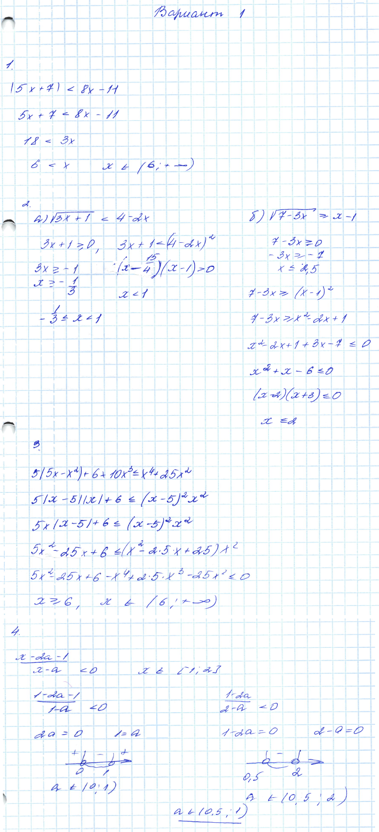 Контрольные работы по алгебре 9 класс Мордкович Вариант 1