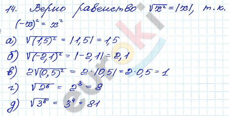 Дидактические материалы по алгебре 8 класс Жохов, Макарычев, Миндюк Задание 14