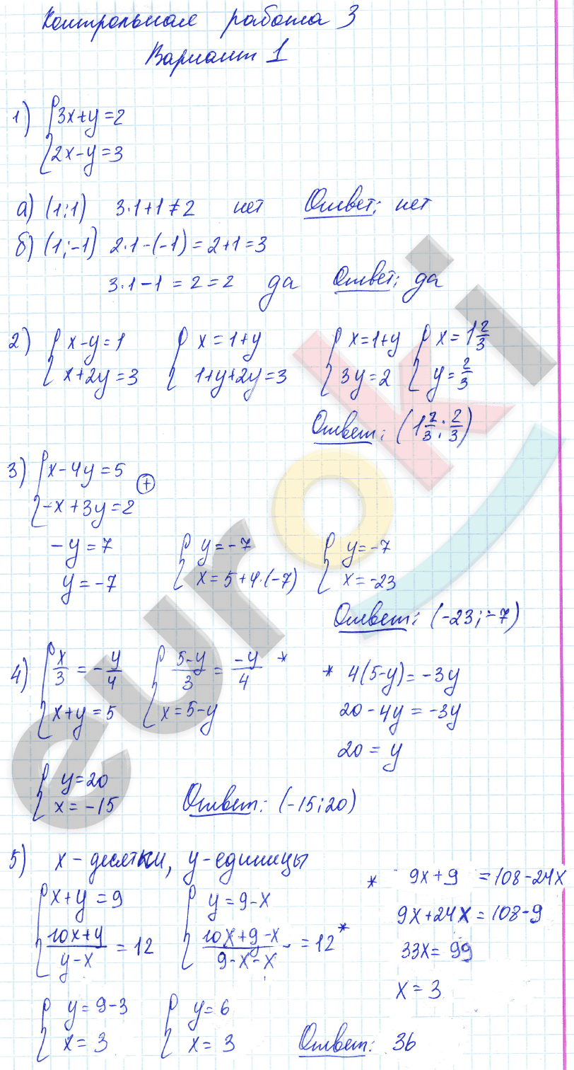 Контрольные и самостоятельные работы по алгебре 7 класс. ФГОС Попов, Мордкович Вариант 1