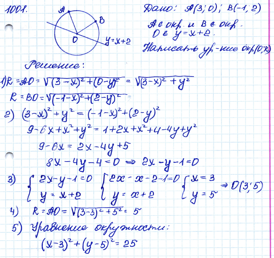 Геометрия 7 класс. ФГОС Атанасян Задание 1001