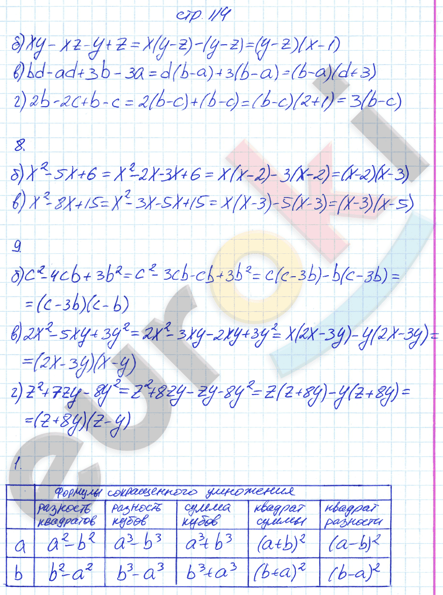 Рабочая тетрадь по алгебре 7 класс. ФГОС Ключникова, Комиссарова. К учебнику Мордкович Страница 114