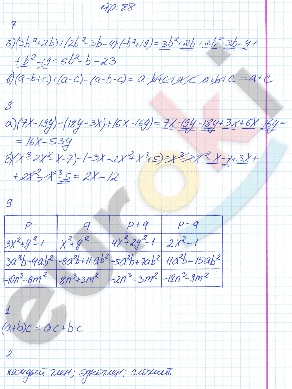 Рабочая тетрадь по алгебре 7 класс. ФГОС Ключникова, Комиссарова. К учебнику Мордкович Страница 88
