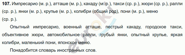 Русский язык 6 класс. ФГОС Разумовская Задание 107