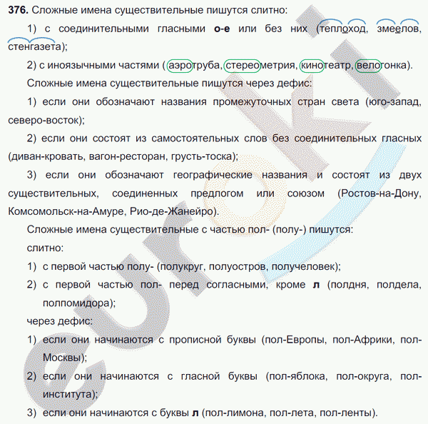Русский язык 6 класс. ФГОС Разумовская Задание 376