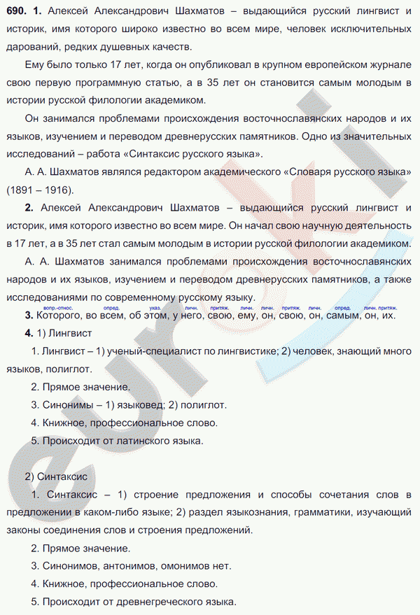 Русский язык 6 класс. ФГОС Разумовская Задание 690
