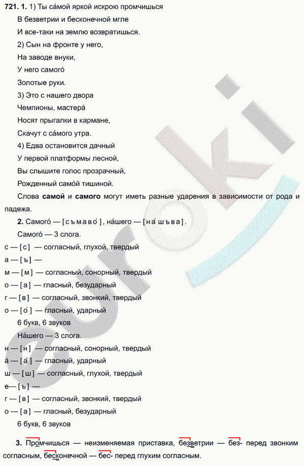 Русский язык 6 класс. ФГОС Разумовская Задание 721