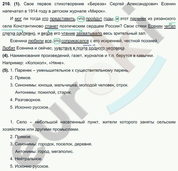 Русский язык 7 класс. ФГОС Разумовская Задание 210