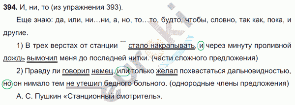 Русский язык 7 класс. ФГОС Разумовская Задание 394
