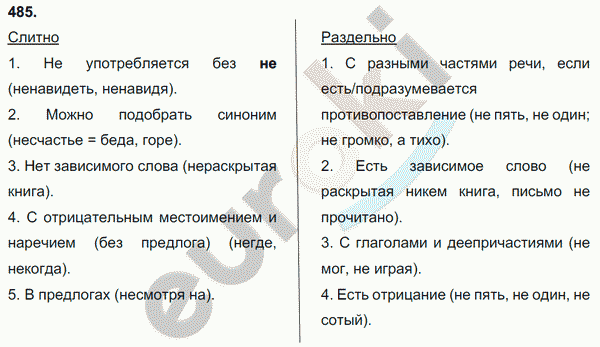 Русский язык 7 класс. ФГОС Разумовская Задание 485