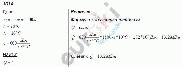 Физика 7 класс. Сборник задач Лукашик, Иванова Задание 1014