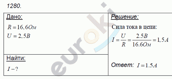 Физика 7 класс. Сборник задач Лукашик, Иванова Задание 1280