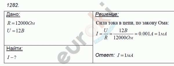 Физика 7 класс. Сборник задач Лукашик, Иванова Задание 1282