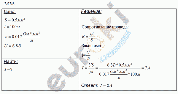 Физика 7 класс. Сборник задач Лукашик, Иванова Задание 1319