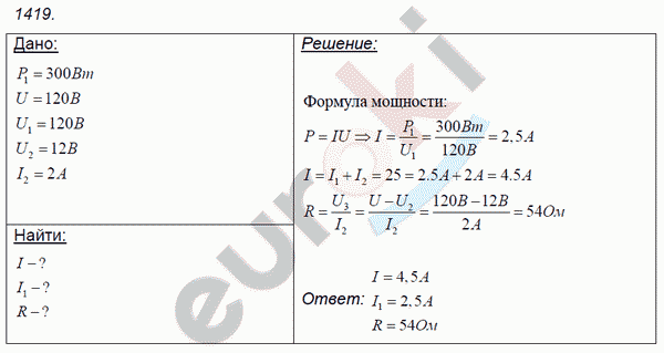 Физика 7 класс. Сборник задач Лукашик, Иванова Задание 1419