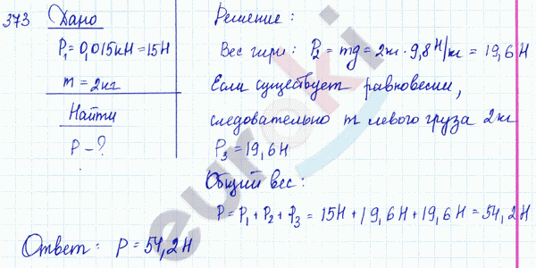 Физика 7 класс. Сборник задач Лукашик, Иванова Задание 373