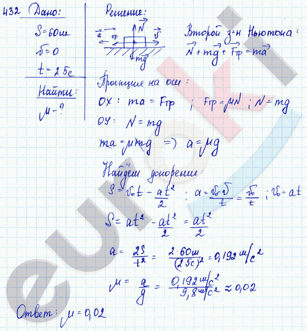 Физика 7 класс. Сборник задач Лукашик, Иванова Задание 432