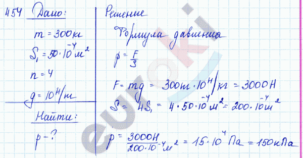 Физика 7 класс. Сборник задач Лукашик, Иванова Задание 454