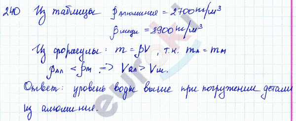 Физика 8 класс. Сборник задач Лукашик, Иванова Задание 240