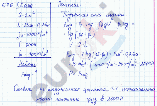 Физика 8 класс. Сборник задач Лукашик, Иванова Задание 646