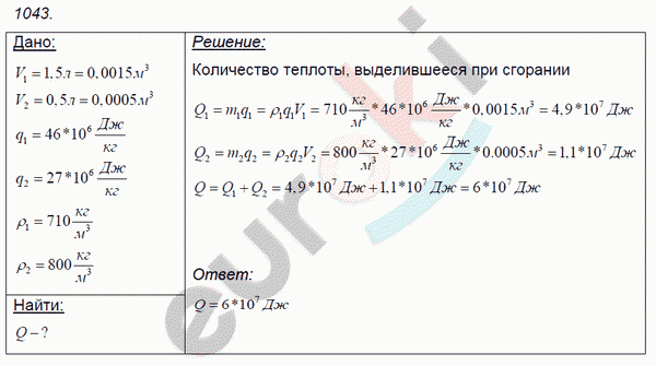 Физика 9 класс. Сборник задач Лукашик, Иванова Задание 1043