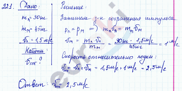 Физика 9 класс. Сборник задач Лукашик, Иванова Задание 221