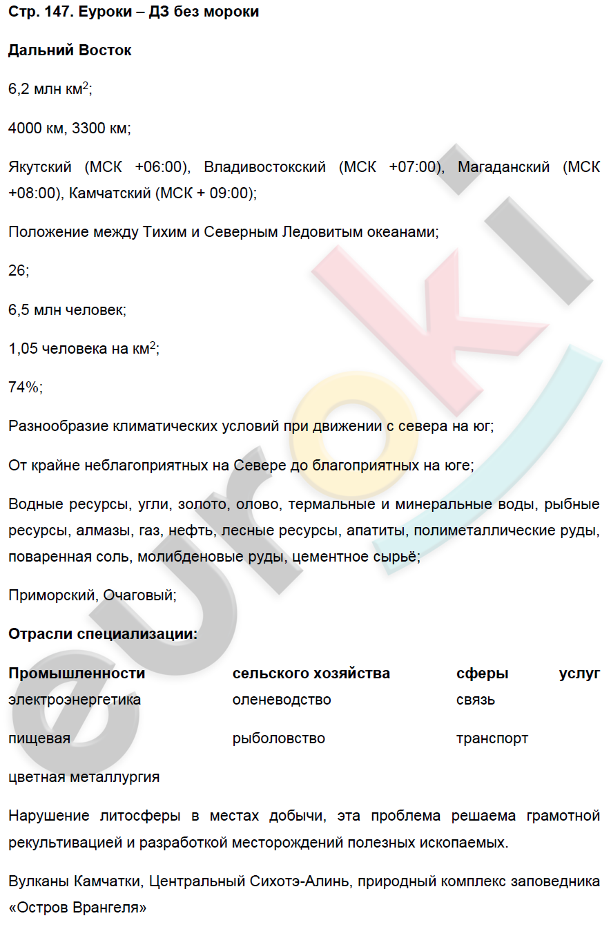 Рабочая тетрадь по географии 9 класс. Хозяйство и географические районы. ФГОС Баринова, Дронов Страница 147