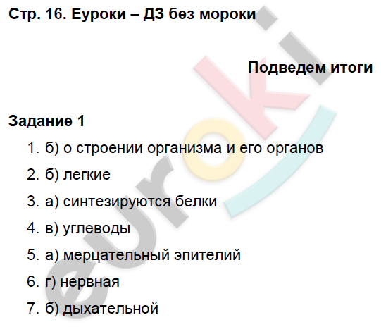 Рабочая тетрадь по биологии 8 класс. Часть 1, 2. ФГОС Маш, Драгомилов Страница 16