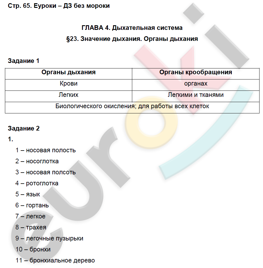 Рабочая тетрадь по биологии 8 класс. Часть 1, 2. ФГОС Маш, Драгомилов Страница 65