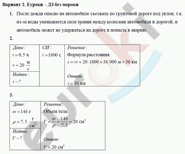 Самостоятельные и контрольные работы по физике 7 класс. ФГОС Марон Вариант 2