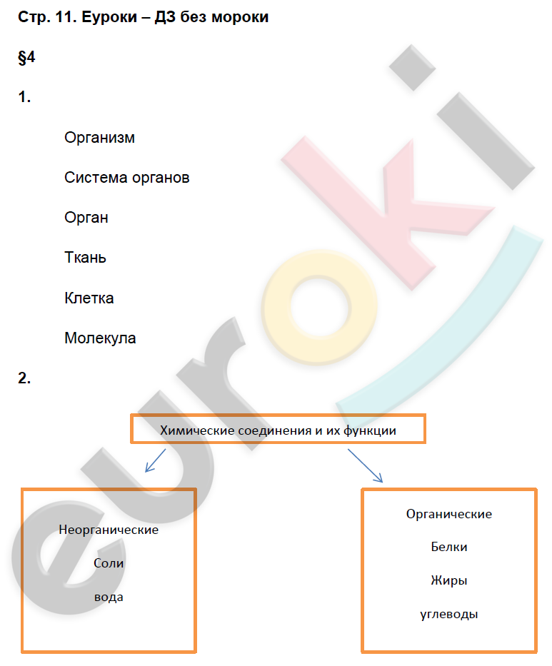 Рабочая тетрадь по биологии 8 класс. ФГОС Пасечник, Швецов Страница 11