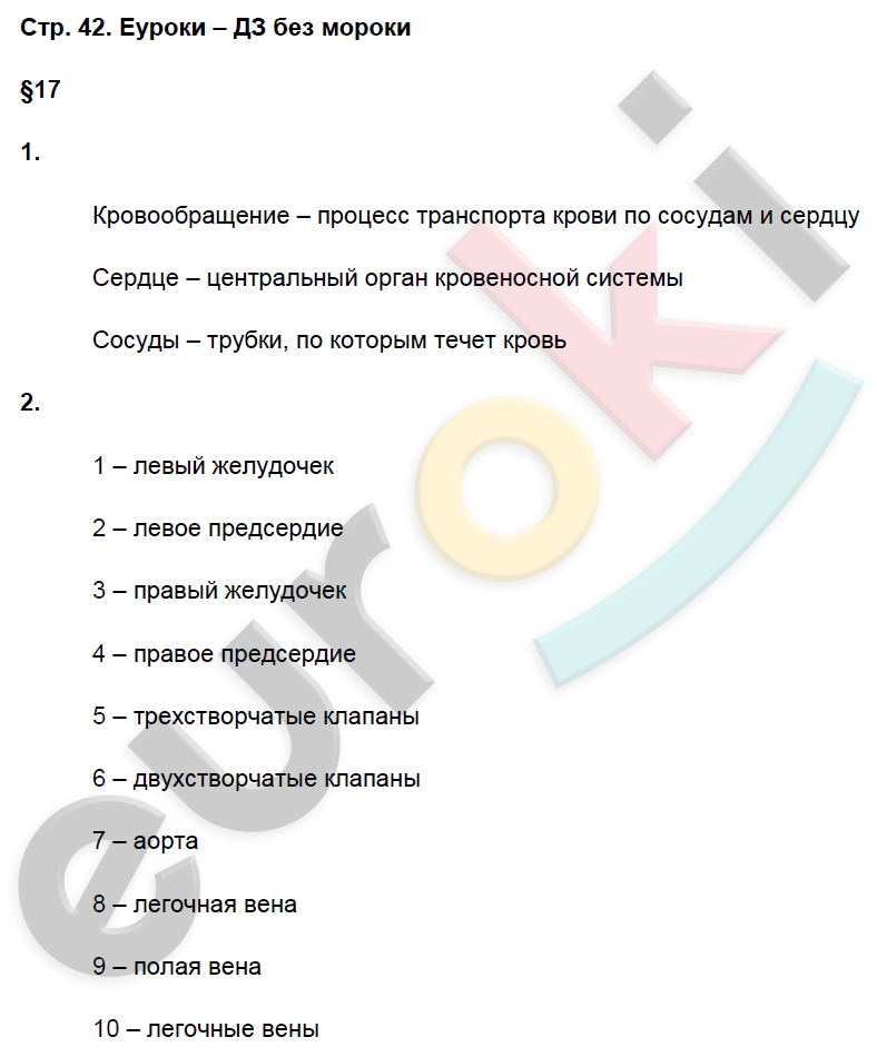 Рабочая тетрадь по биологии 8 класс. ФГОС Пасечник, Швецов Страница 42