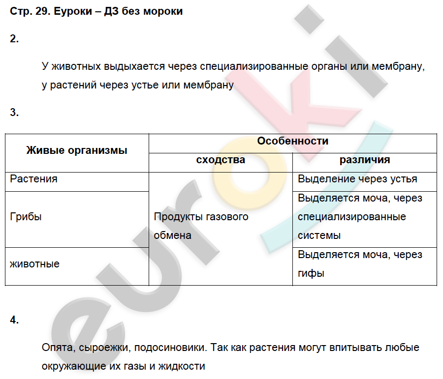 Рабочая тетрадь по биологии 6 класс. ФГОС Пасечник, Суматохин Страница 29