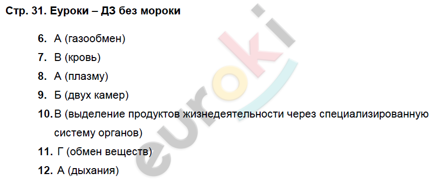 Рабочая тетрадь по биологии 6 класс. ФГОС Пасечник, Суматохин Страница 31