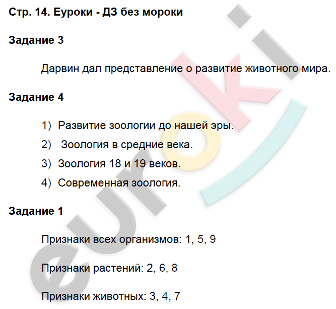 Рабочая тетрадь по биологии 7 класс. Часть 1, 2. ФГОС Суматохин, Кучменко Страница 14