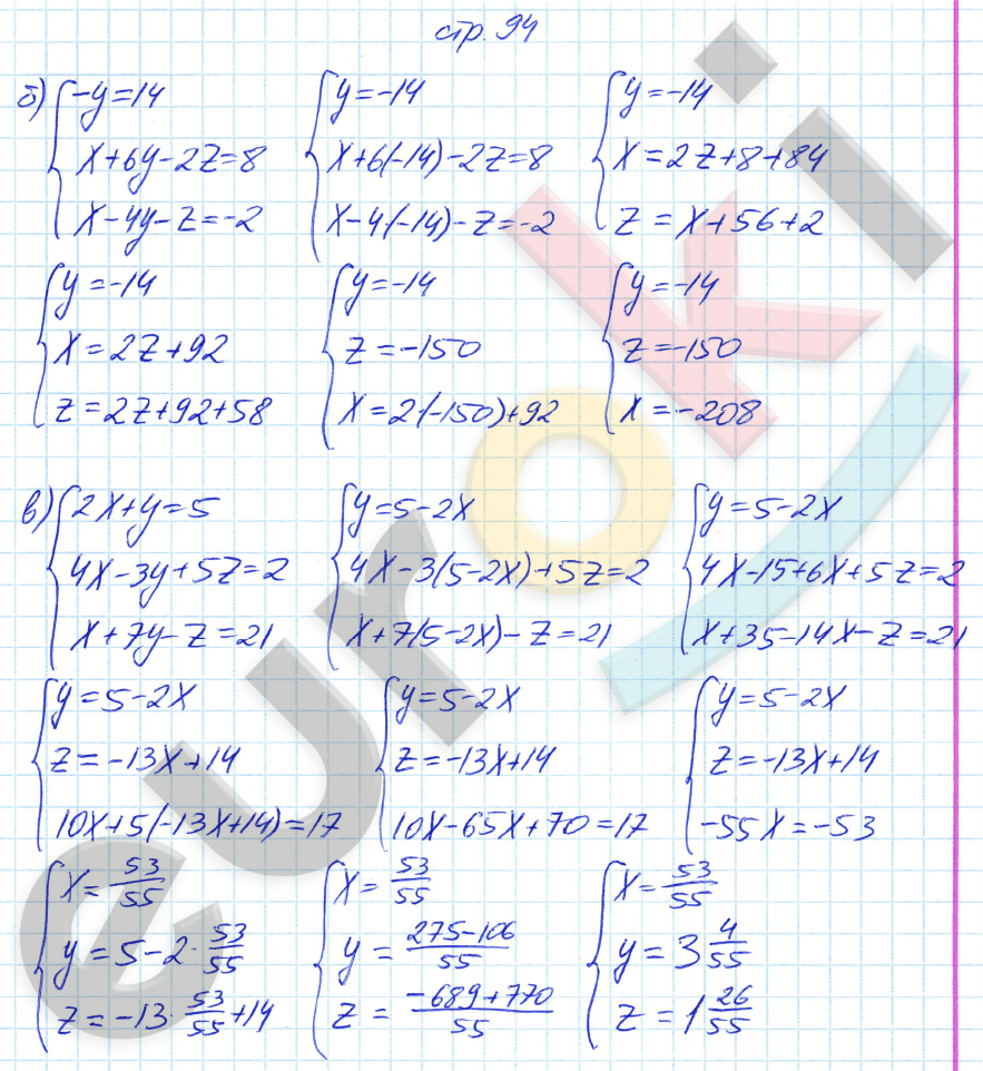 Рабочая тетрадь по алгебре 7 класс. ФГОС Журавлев, Перепелкина. К учебнику Никольского Страница 94