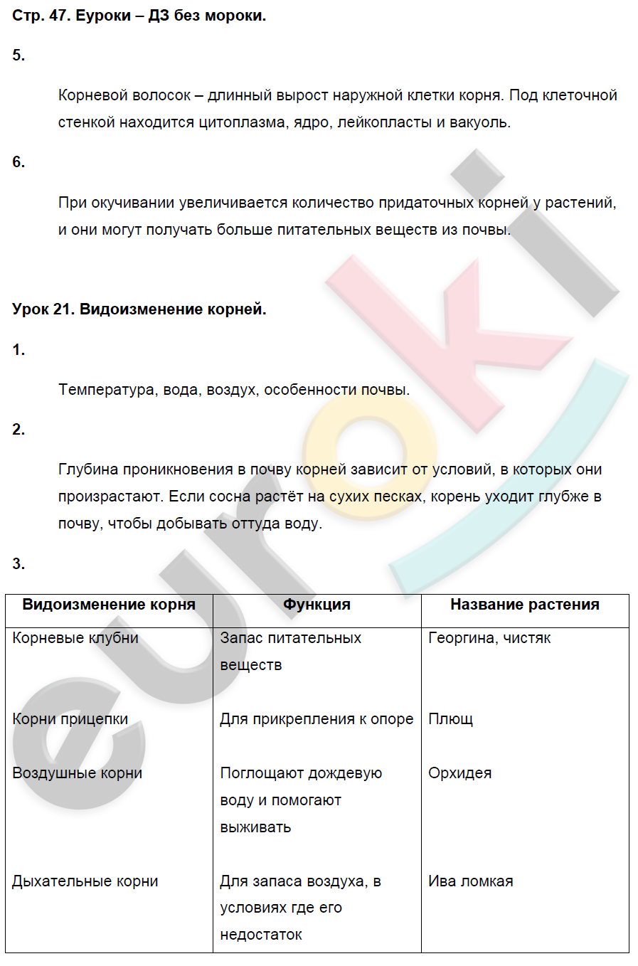 Рабочая тетрадь по биологии 7 класс. ФГОС Пасечник Страница 47