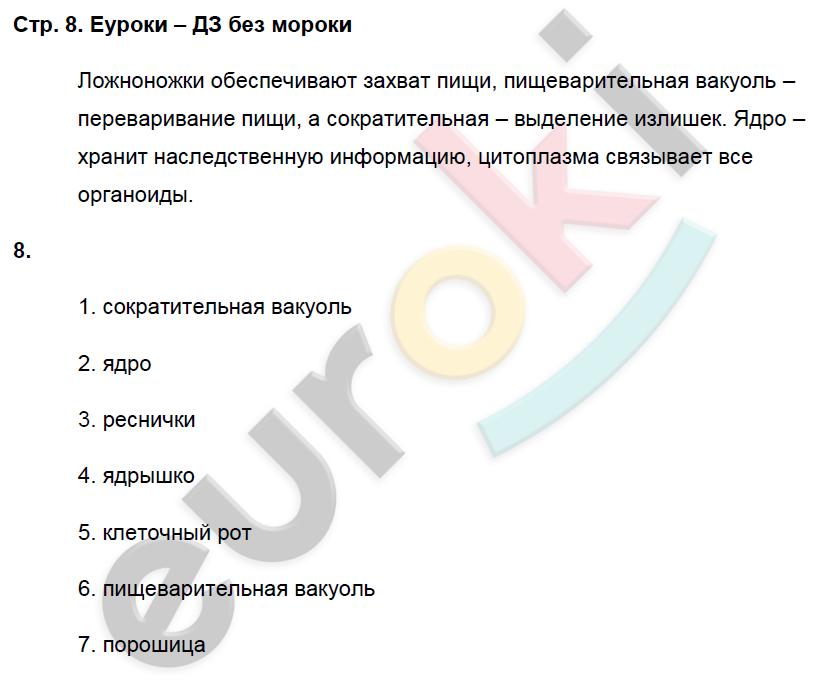 Рабочая тетрадь по биологии 8 класс. ФГОС Захаров, Сонин Страница 8