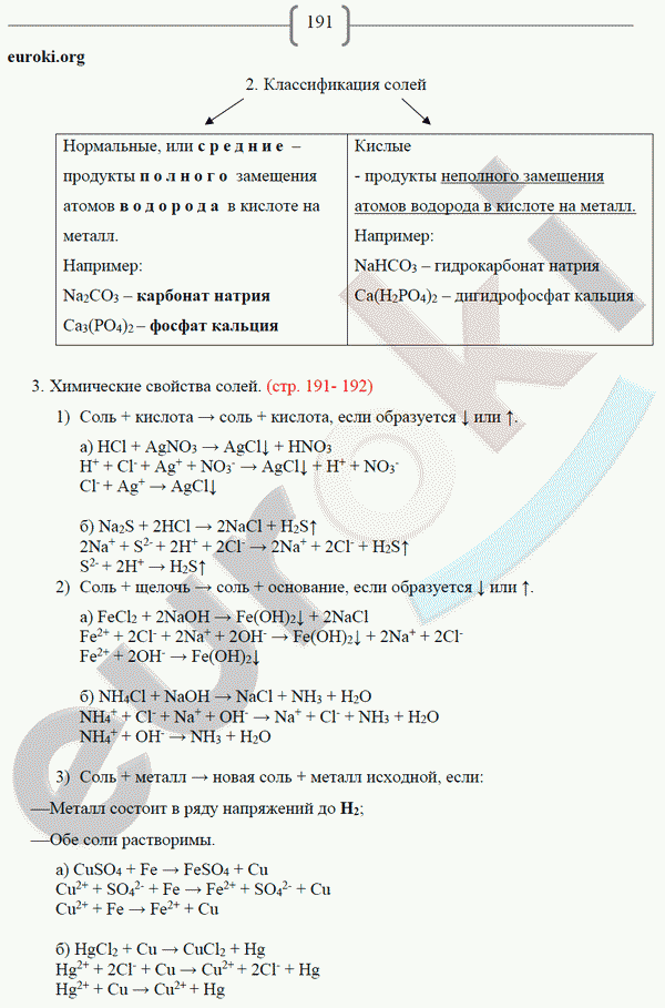 Рабочая тетрадь по химии 8 класс. ФГОС Габриелян, Сладков Страница 191
