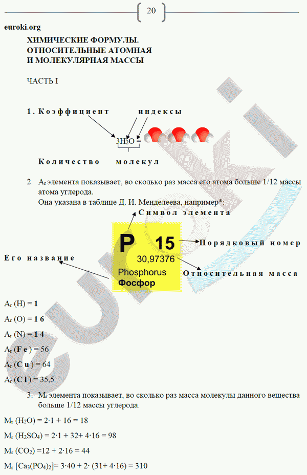 Рабочая тетрадь по химии 8 класс. ФГОС Габриелян, Сладков Страница 20