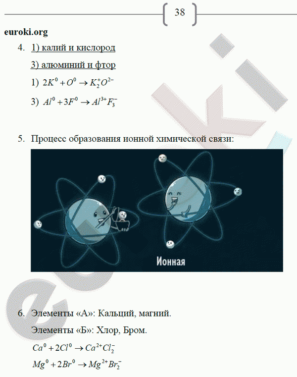 Схема образования ионной связи между кальцием и кислородом